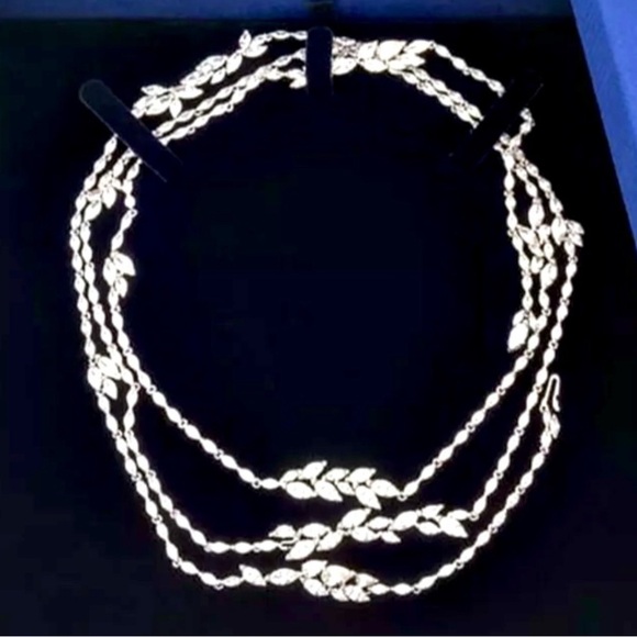 Authentic Swarovski long Silver Crystal Necklace.